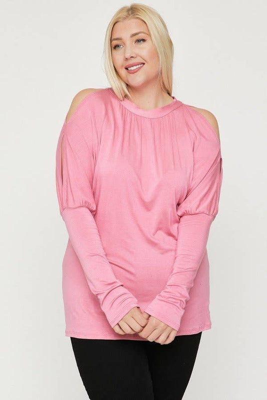Plus Size Long Sleeves Solid Top